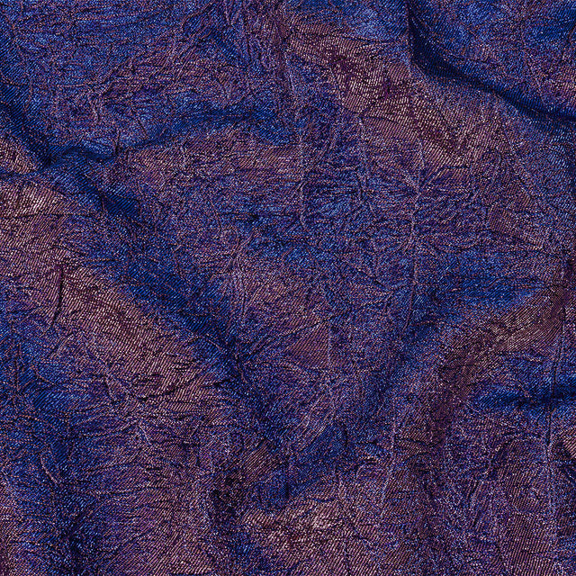 Astrolabe Metallic Lilac and Royal Blue Crinkled Luxury Brocade with Black Backing