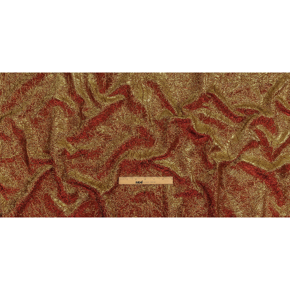 Astrolabe Metallic Candy Apple Red and Gold Crinkled Luxury Brocade with Black Backing - Full