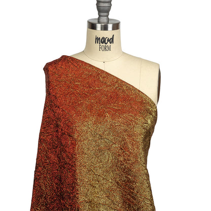 Astrolabe Metallic Candy Apple Red and Gold Crinkled Luxury Brocade with Black Backing