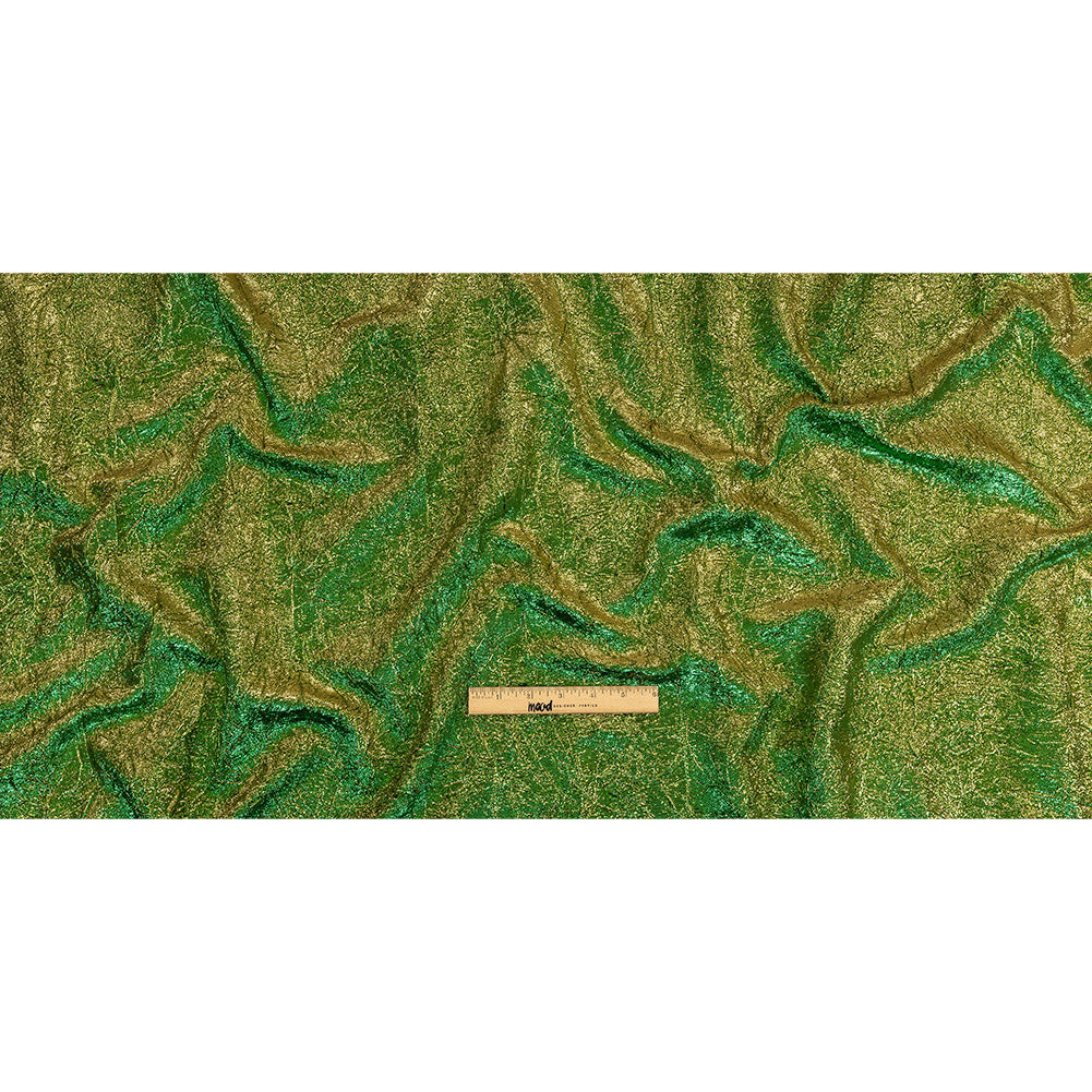 Astrolabe Metallic Lemon and Kelly Crinkled Luxury Brocade with Black Backing - Full