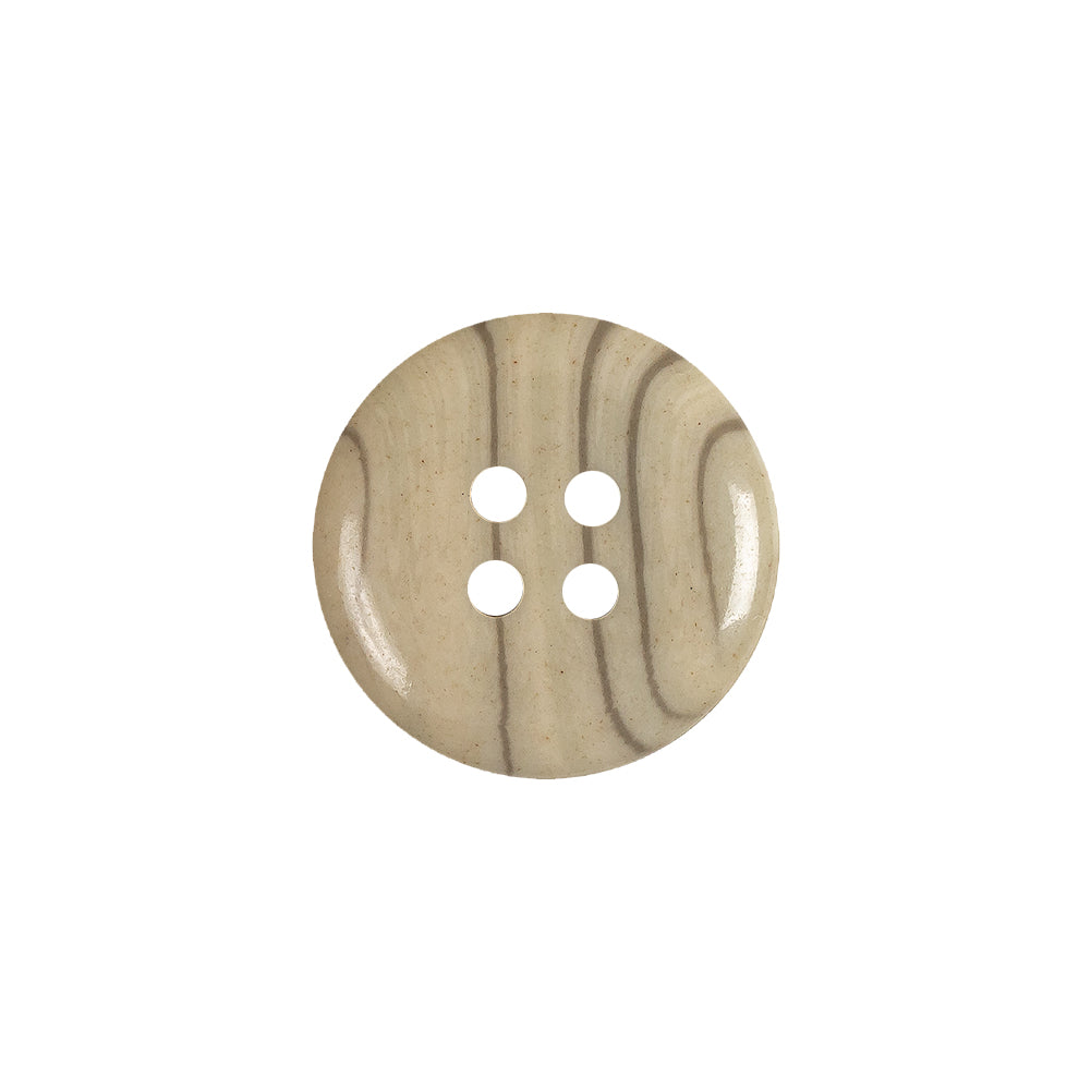 Cream and Drizzle Striated 4-Hole Plastic Deepwell Button - 28L/18mm Detail