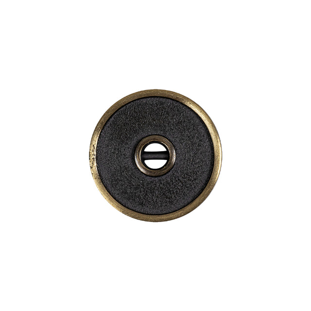 Antique Brass Textured Narrow Rim 2-Hole Metal Button - 28L/18mm