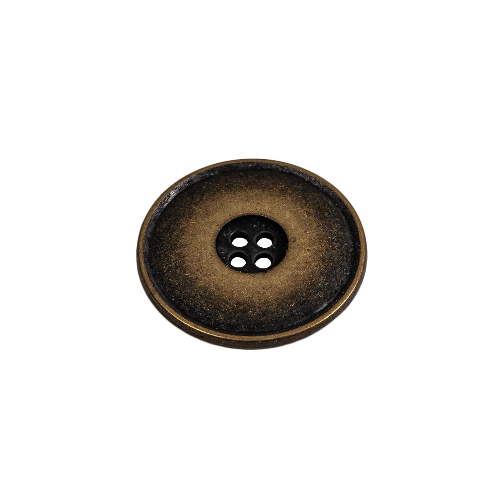 Weathered Brass Narrow Rim Low Convex 4-Hole Metal Button - 32L/20mm Folded