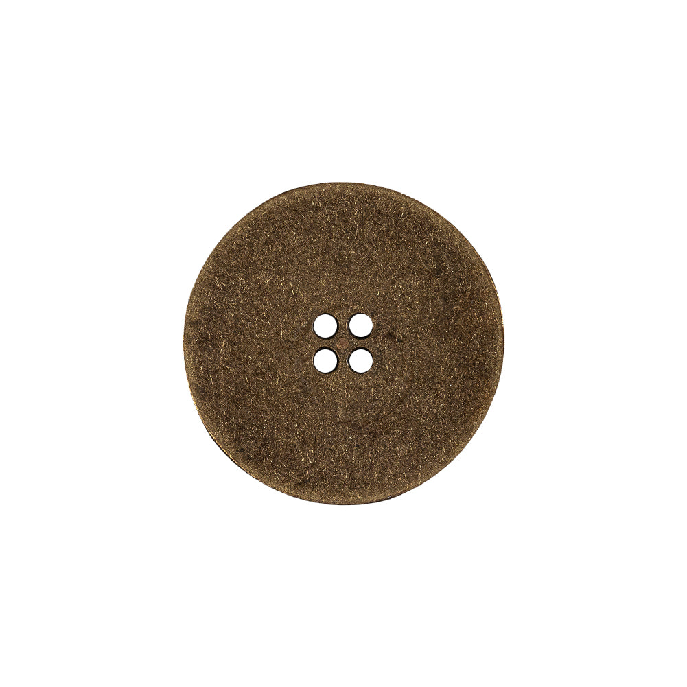 Weathered Brass Narrow Rim Low Convex 4-Hole Metal Button - 32L/20mm Detail