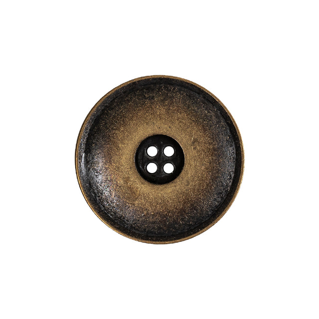 Weathered Brass Narrow Rim Low Convex 4-Hole Metal Button - 36L/23mm
