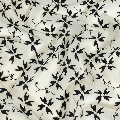Tanya Taylor White and Black Geometric Floral Silk Crepe de Chine