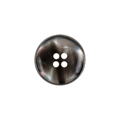Italian Iridescent Gray 4 Hole Button with Gunmetal Rim - 28L/18mm Detail