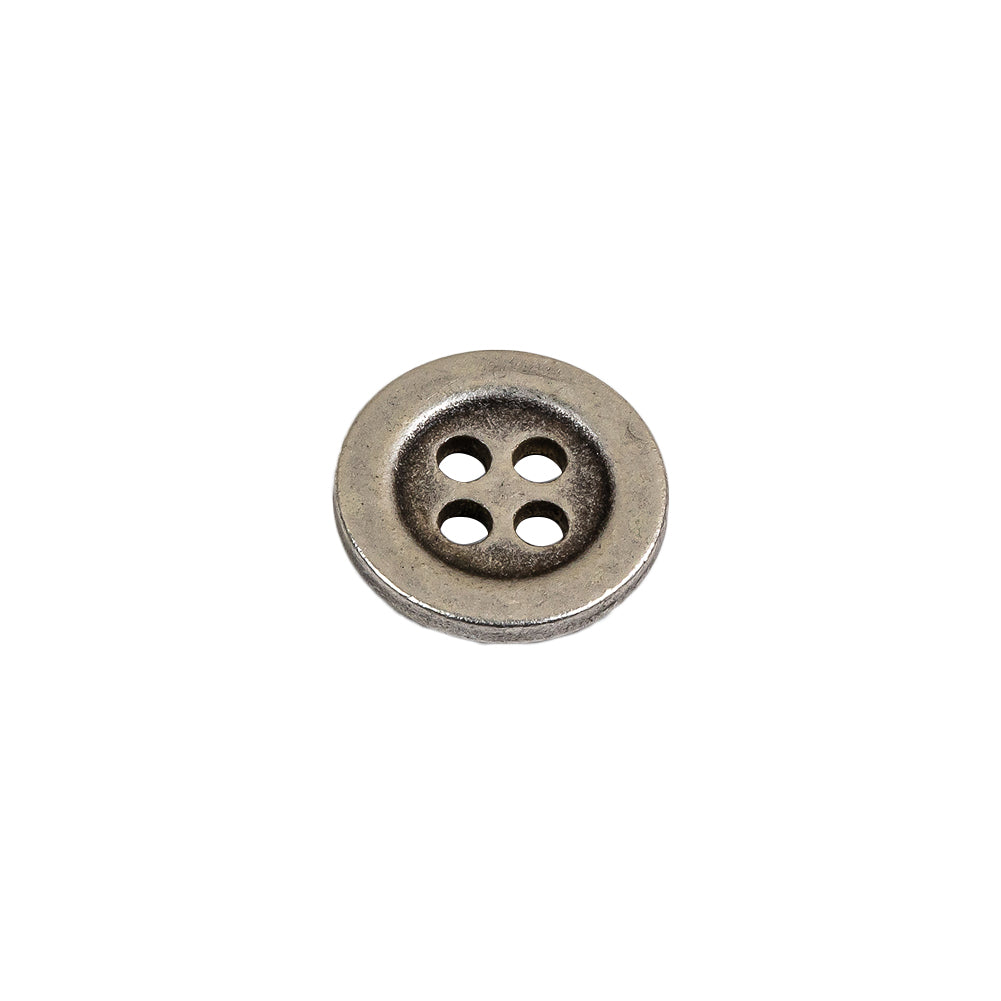 Aged Silver 4 Hole Metal Button - 20L/12.5mm Folded