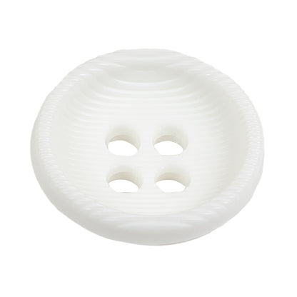 White Bowl Shaped Ribbed Plastic 4 Hole Button - 54L/34mm Folded