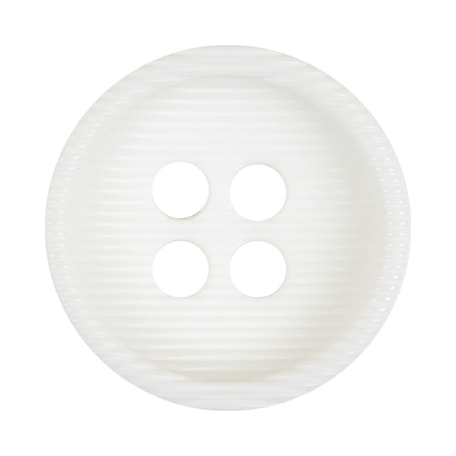 White Bowl Shaped Ribbed Plastic 4 Hole Button - 54L/34mm
