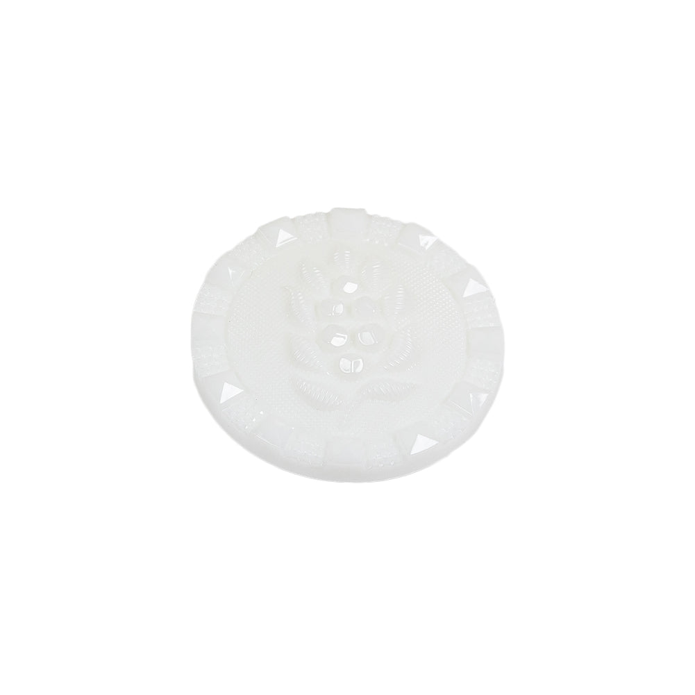 White Wheat Spike Shank Back Button with Studded Rim - 32L/20mm Folded