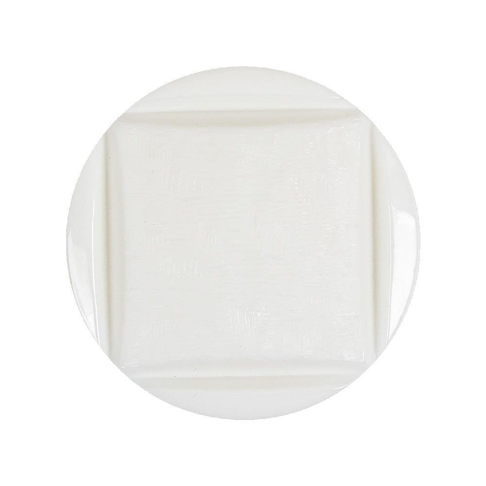 White Square in Circle Etched Shank Back Plastic Button - 44L/28mm