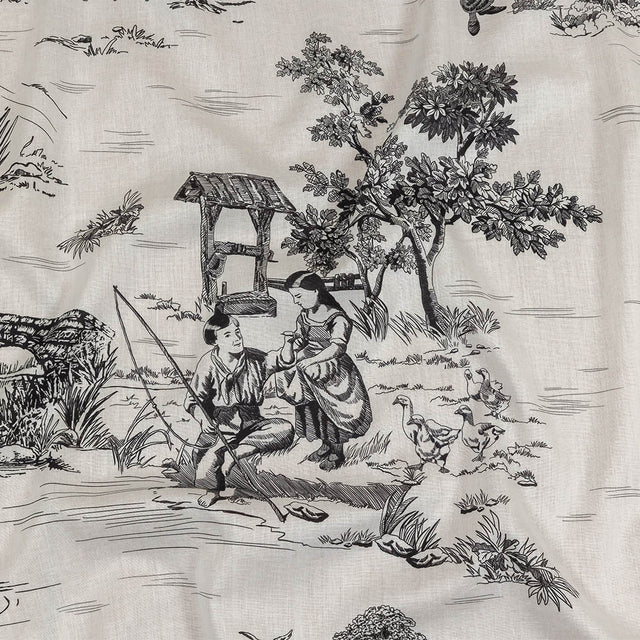 Cotton Voile - Black and White Classic Toile de Jouy