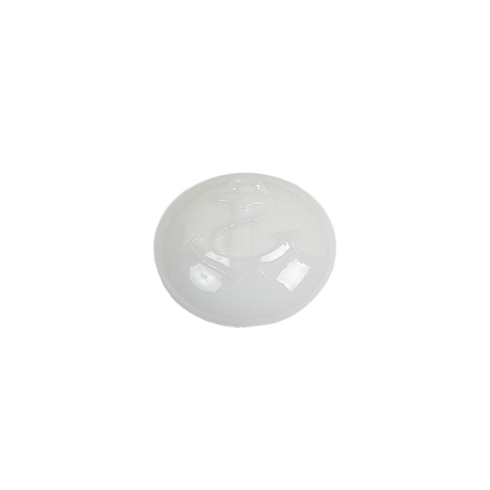 Italian White Anchor Embossed Shank Back Button - 24L/15mm Folded
