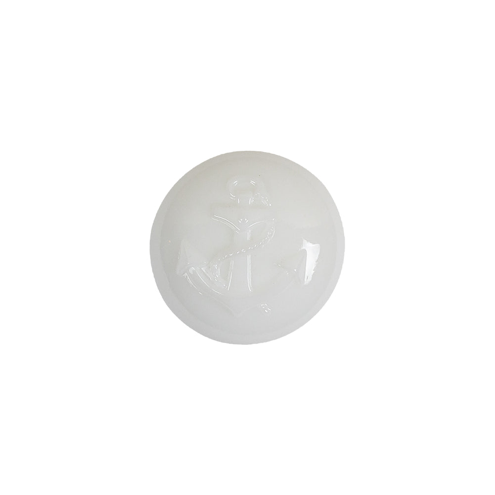Italian White Anchor Embossed Shank Back Button - 24L/15mm