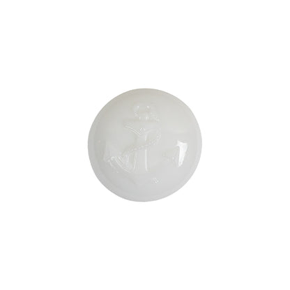 Italian White Anchor Embossed Shank Back Button - 24L/15mm