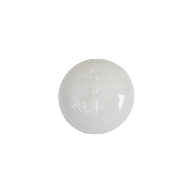 Italian White Anchor Embossed Shank Back Button - 24L/15mm