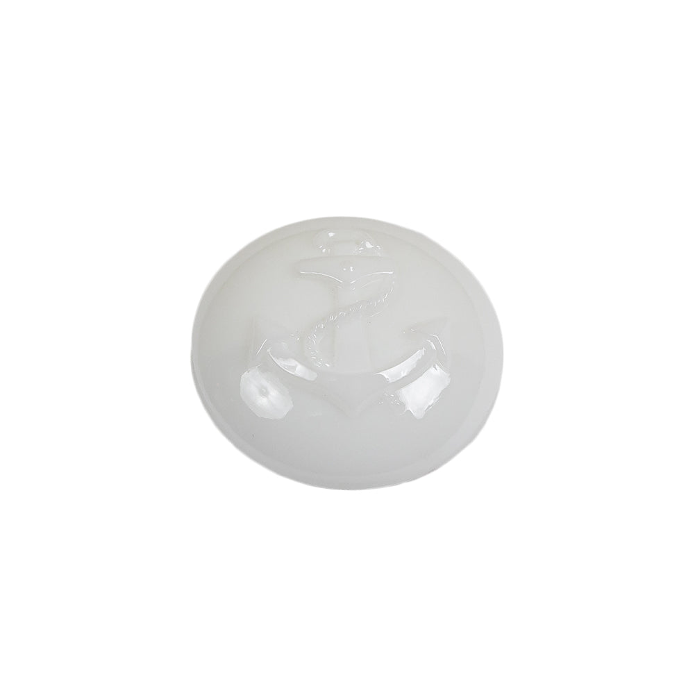 Italian White Anchor Embossed Shank Back Button - 32L/20mm Folded