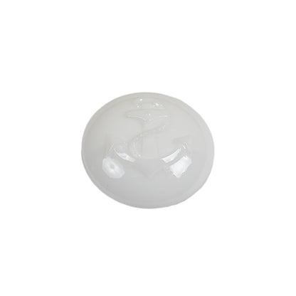 Italian White Anchor Embossed Shank Back Button - 32L/20mm Folded