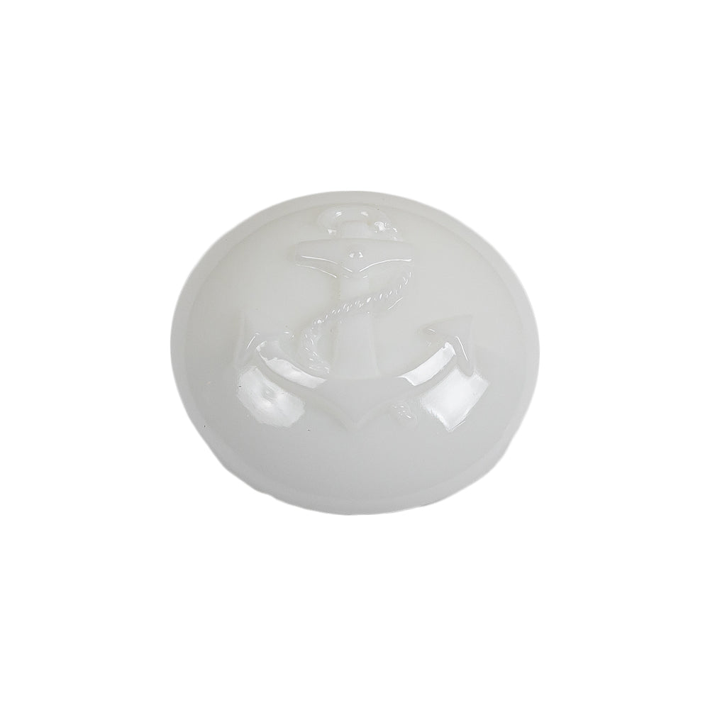 Italian White Anchor Embossed Shank Back Button - 36L/23mm Folded