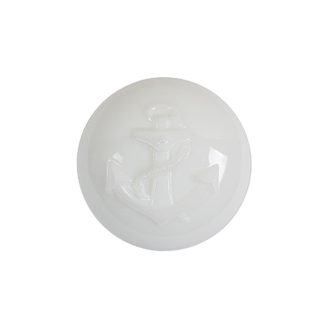 Italian White Anchor Embossed Shank Back Button - 36L/23mm