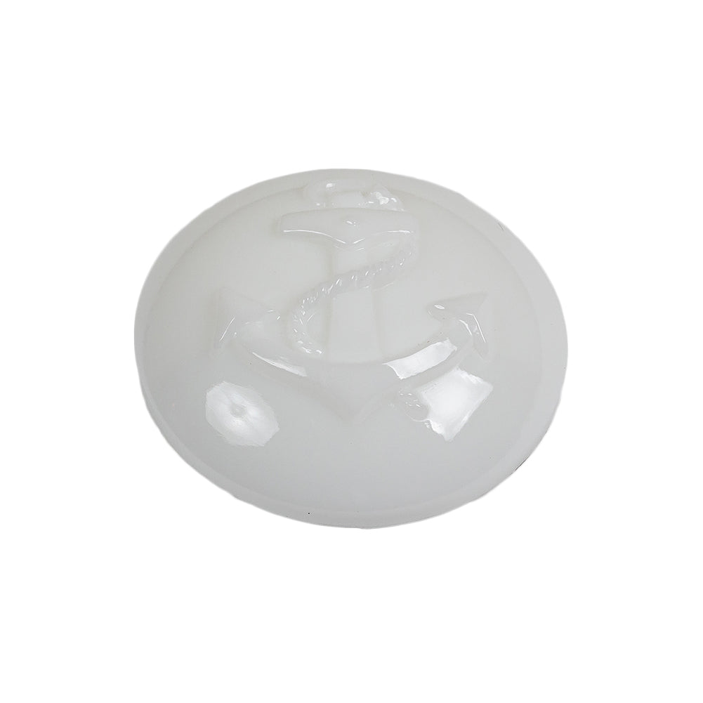 Italian White Anchor Embossed Shank Back Button - 40L/25.5mm Folded