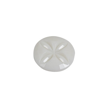 Italian White Floral Etched Shank Back Button - 24L/15mm Folded