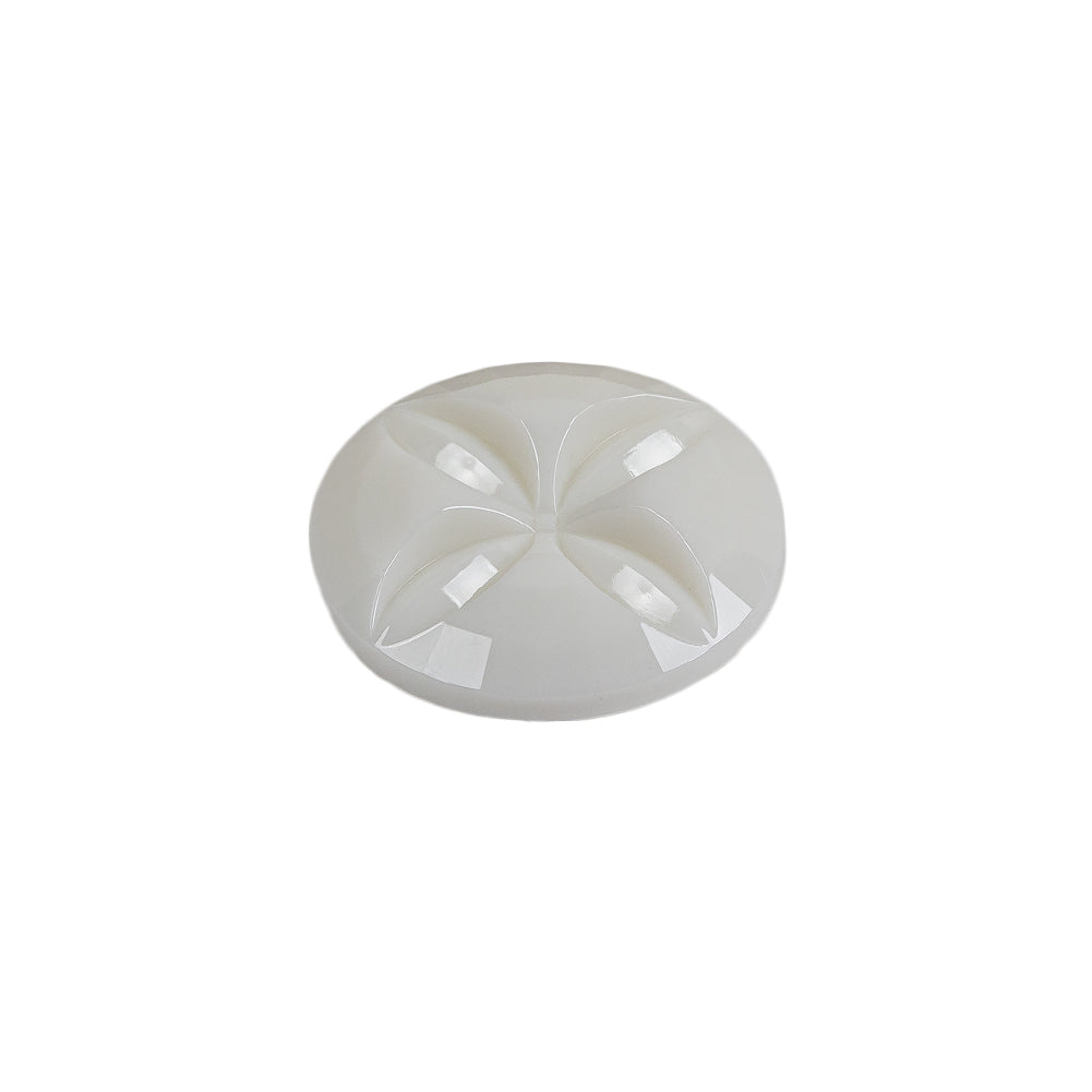 Italian White Floral Etched Shank Back Button - 30L/19mm Folded