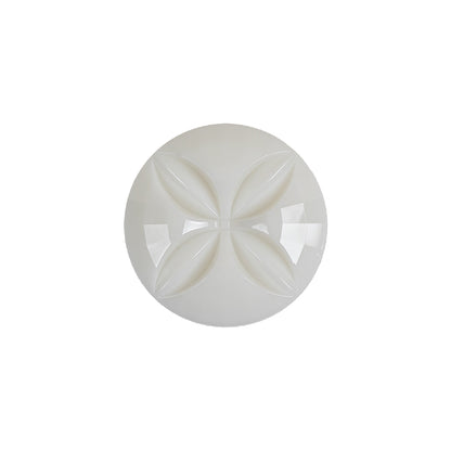 Italian White Floral Etched Shank Back Button - 30L/19mm