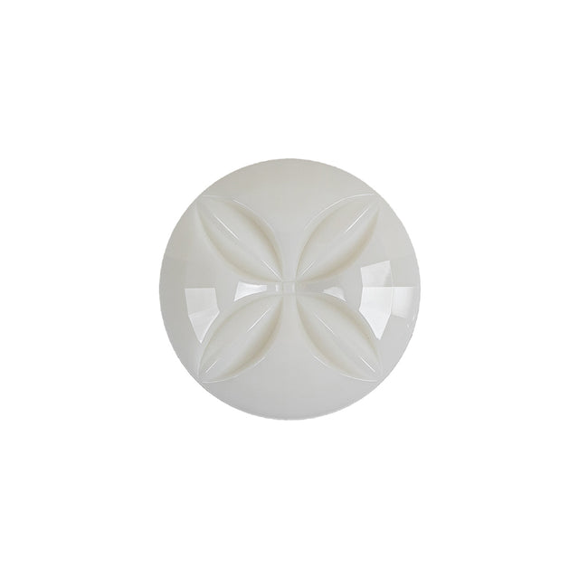 Italian White Floral Etched Shank Back Button - 30L/19mm