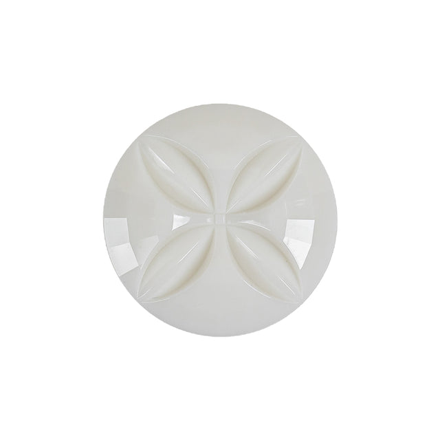 Italian White Floral Etched Shank Back Button - 36L/23mm