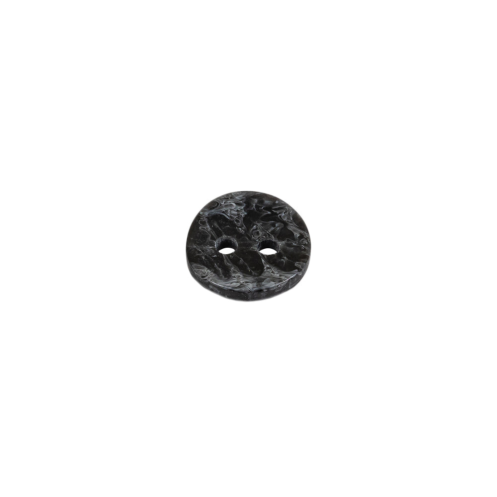 Black and Gray Mottled Concave Face 2-Hole Plastic Button - 16L/10mm Folded