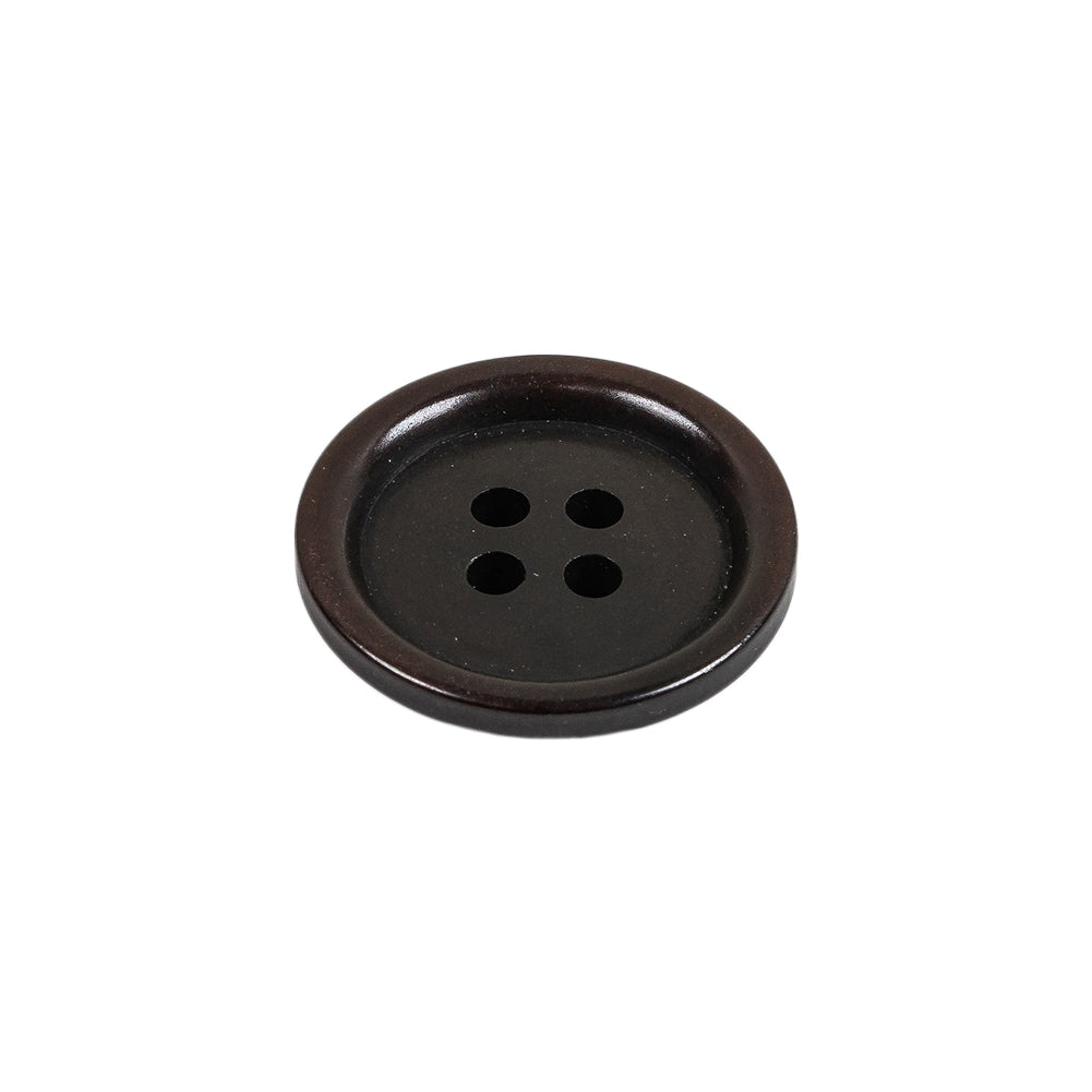 Dark Brown Rolled Rim 4-Hole Plastic Button - 32L/20mm Folded