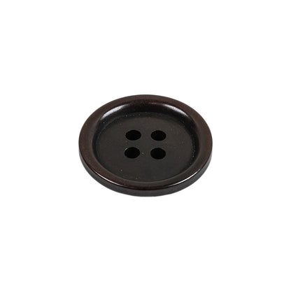 Dark Brown Rolled Rim 4-Hole Plastic Button - 32L/20mm Folded