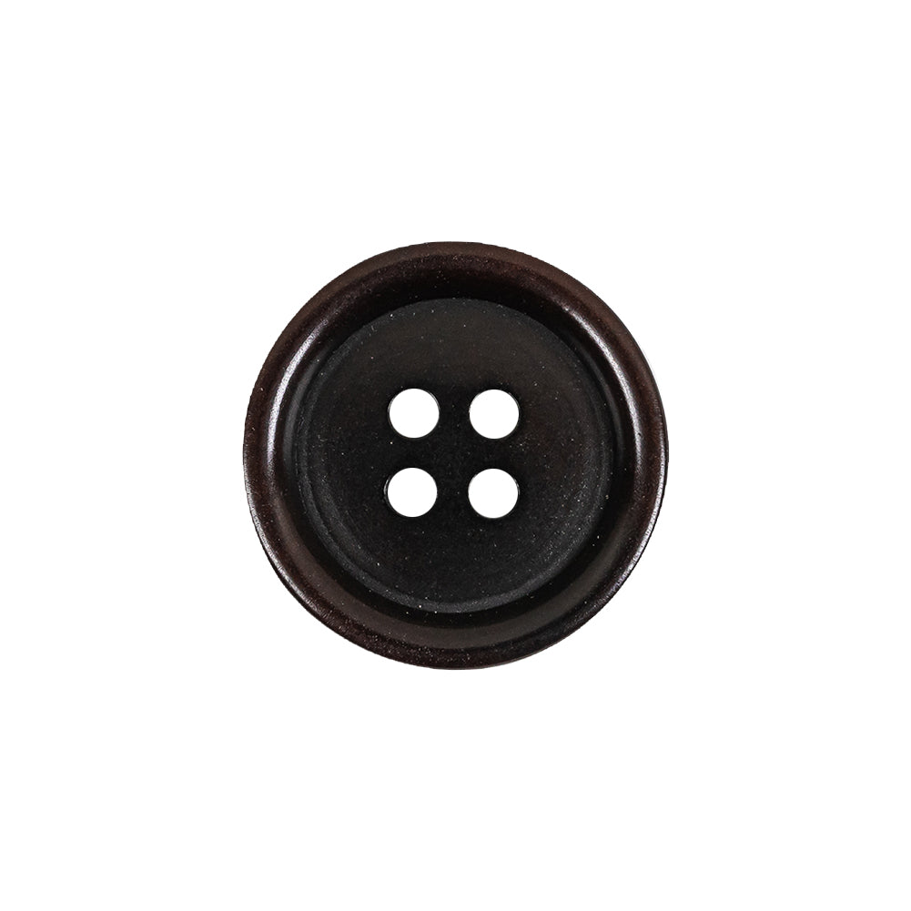 Dark Brown Rolled Rim 4-Hole Plastic Button - 32L/20mm