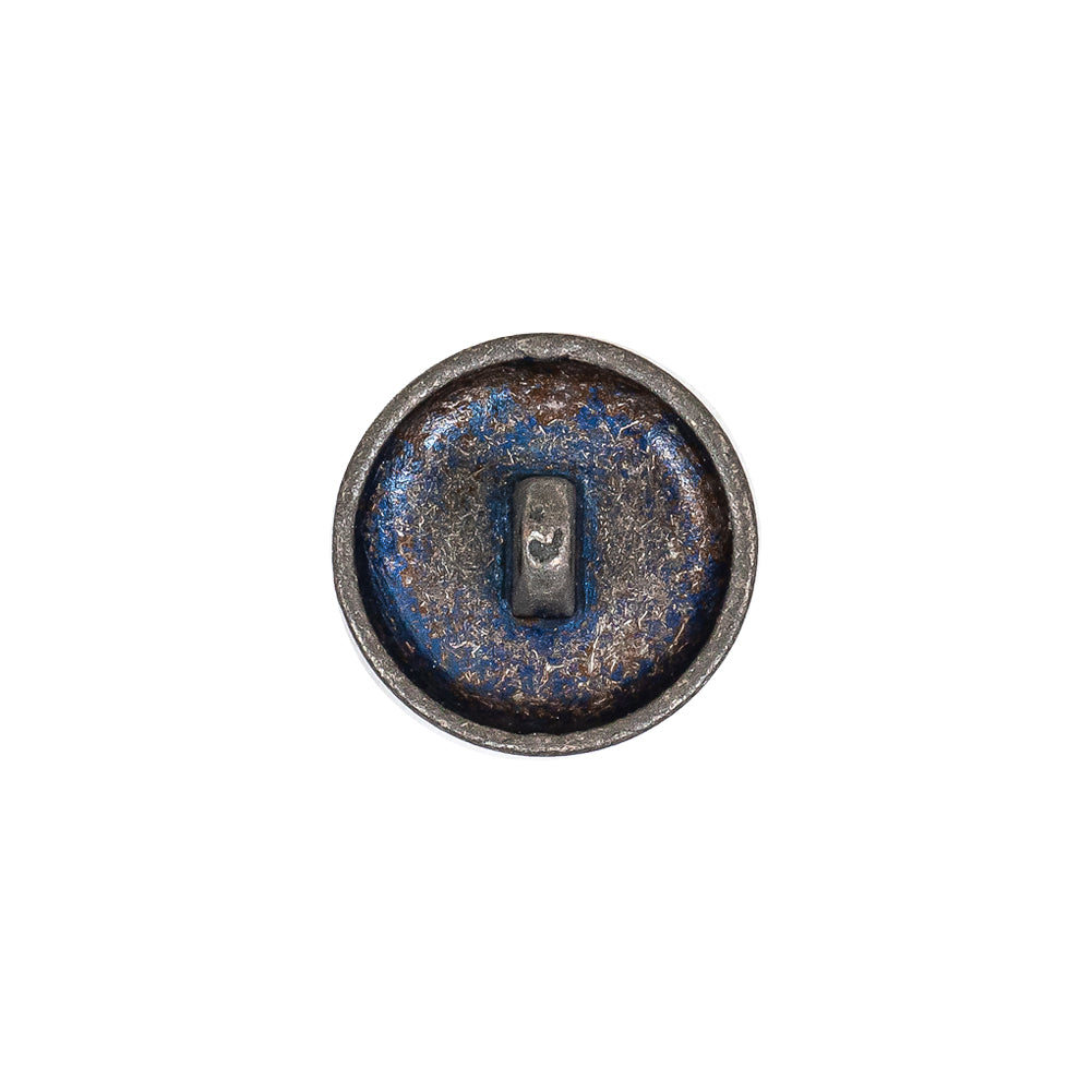 Italian Blue Silver Shank Back Metal Button - 24L/15mm Detail