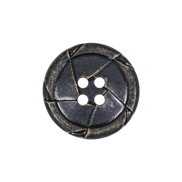 Antique Black Knotted Leather-Look 4-Hole Plastic Button - 36L/23mm