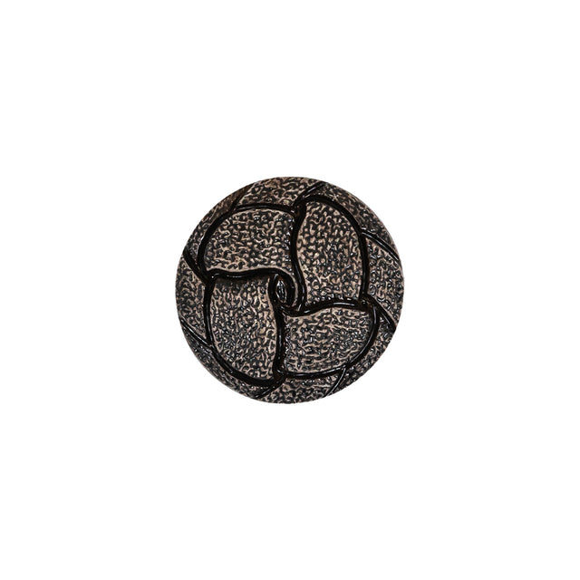 Italian Weathered Black Knotted Leather-Look Shank Back Plastic Button - 24L/15mm
