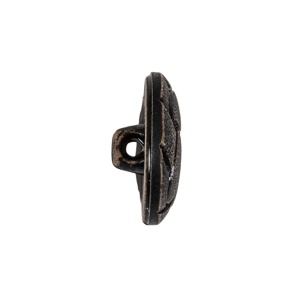 Italian Weathered Black Knotted Leather-Look Shank Back Plastic Button - 36L/23mm Folded