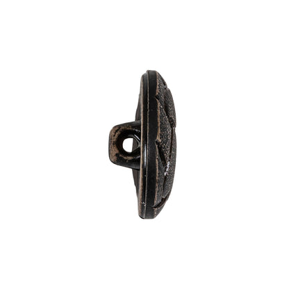 Italian Weathered Black Knotted Leather-Look Shank Back Plastic Button - 36L/23mm Folded