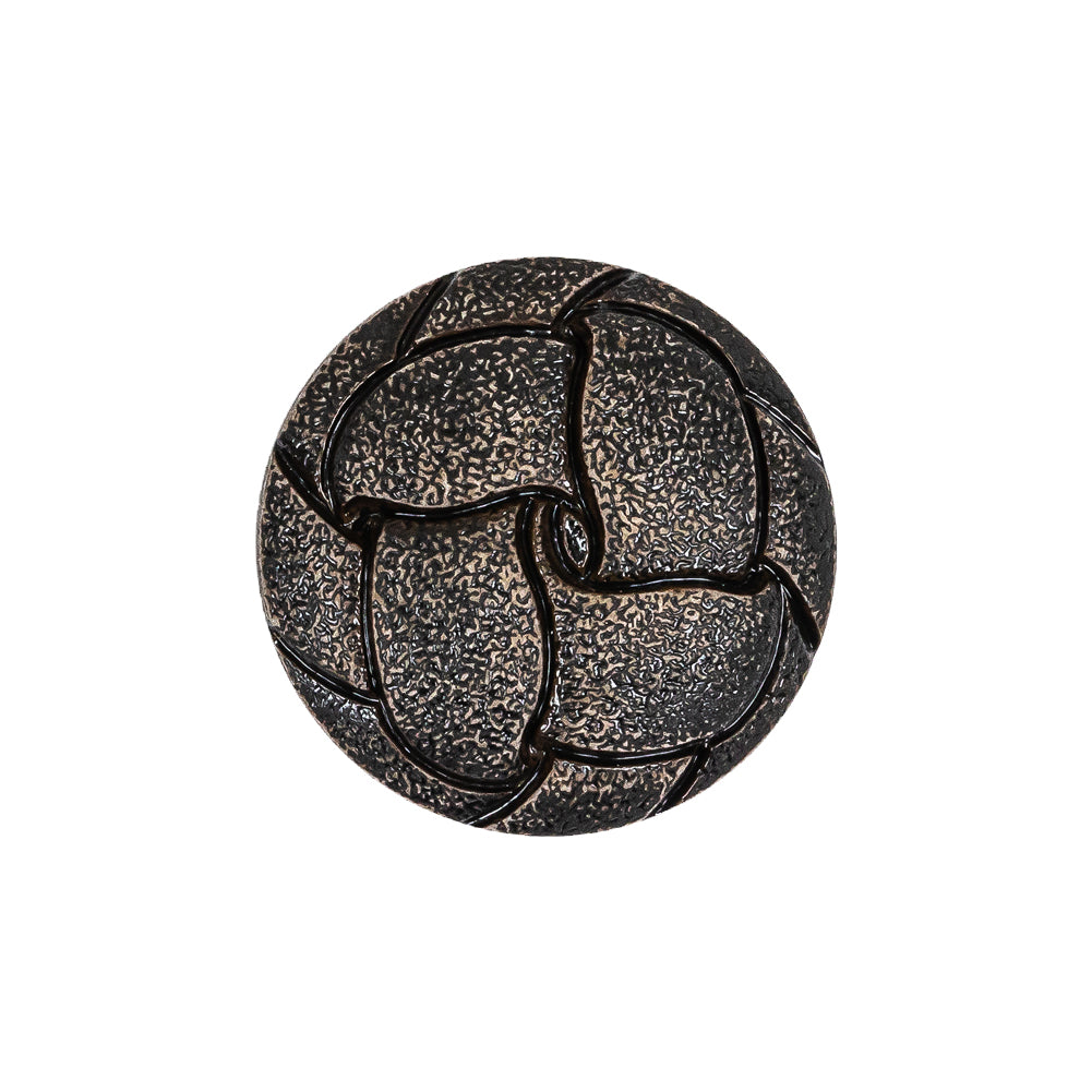 Italian Weathered Black Knotted Leather-Look Shank Back Plastic Button - 36L/23mm