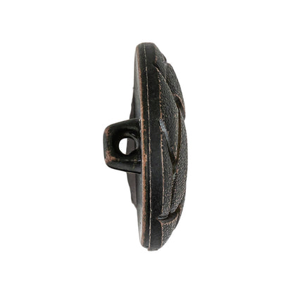 Italian Dusty Olive Knotted Leather-Look Shank Back Plastic Button - 44L/28mm Folded