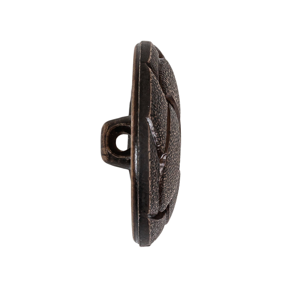 Italian Dark Brown Knotted Leather-Look Shank Back Plastic Button - 44L/28mm Folded