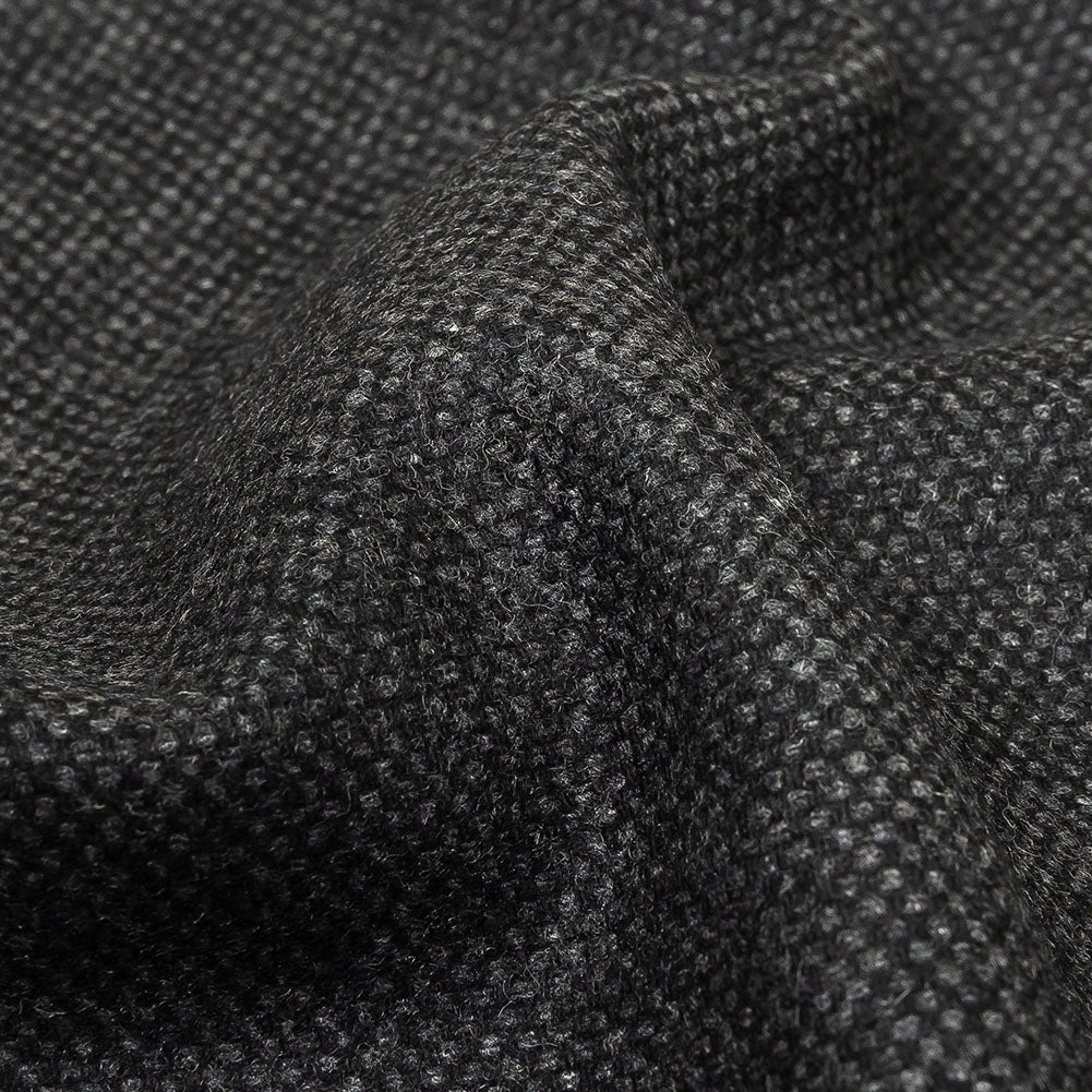 Obsidian and Gull Basketweave Blended Cashmere Coating Detail