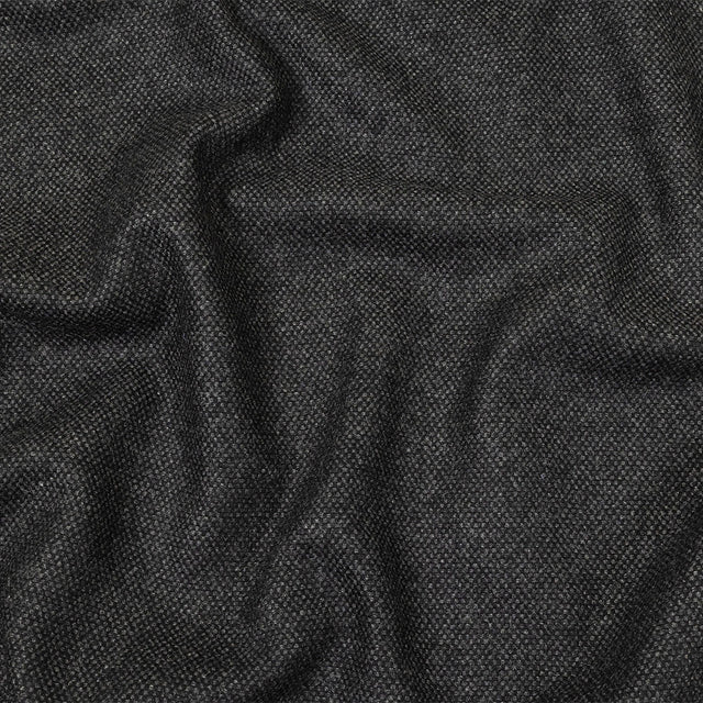 Obsidian and Gull Basketweave Blended Cashmere Coating