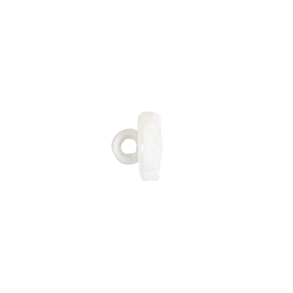 White Bevel Cut Shank Back Plastic Button - 16L/10mm Folded