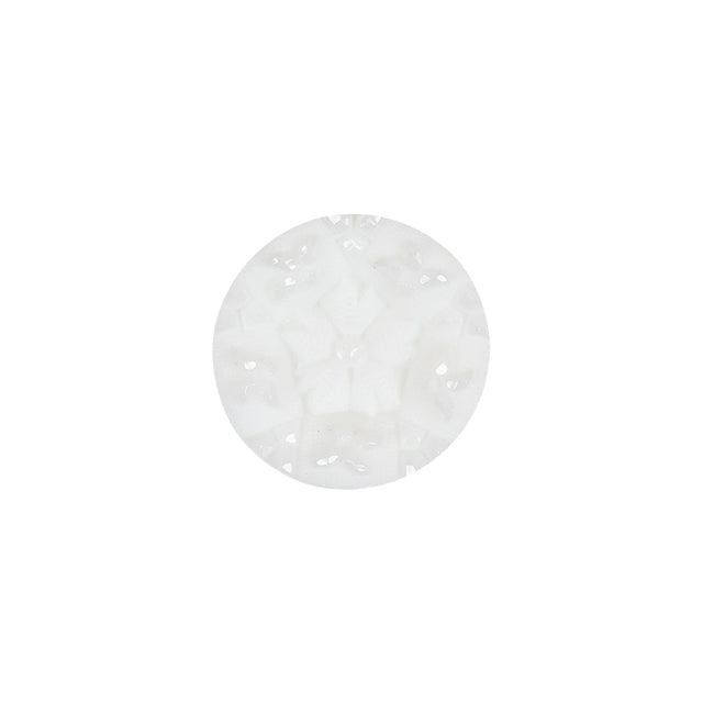 Italian White Concave Floral Molded Shank Back Plastic Button - 24L/15mm