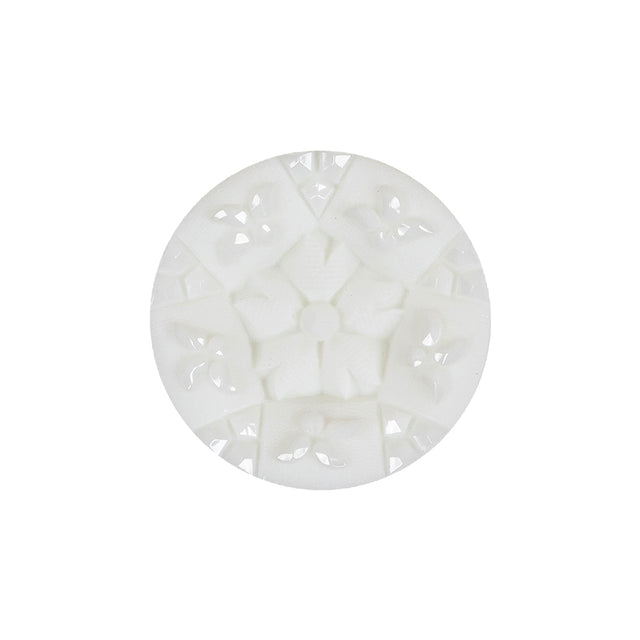 Italian White Concave Floral Molded Shank Back Plastic Button - 36L/23mm
