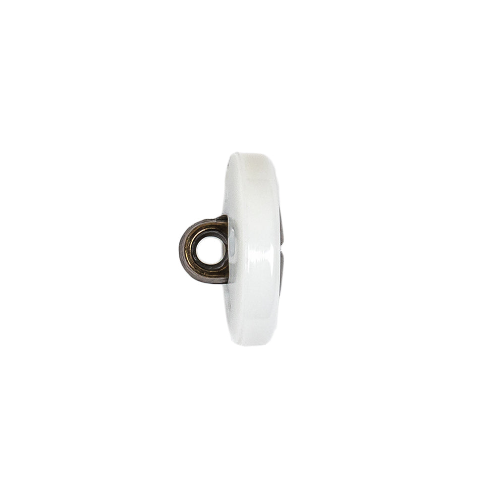 Italian White and Antique Bronze Plus Sign Plastic Shank Back Button - 25L/16mm Folded