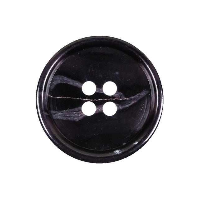 Deep Violet Marbled Rolled Rim 4-Hole Plastic Button - 40L/25.5mm